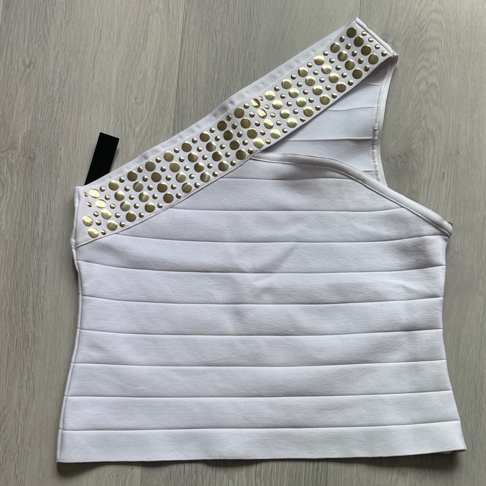 VENUS WHITE ONE SHOULDER CROPPED WHITE TOP WOMENS 18